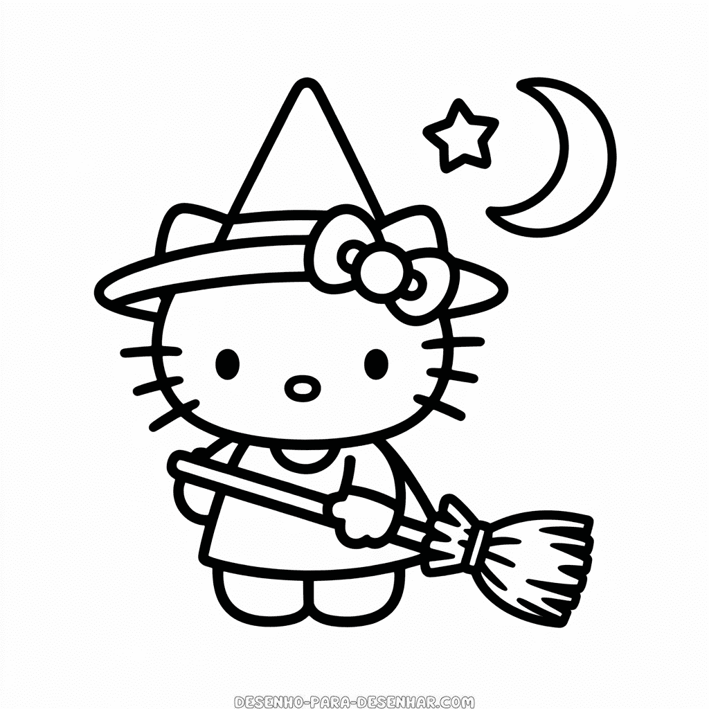 Desenho Fácil da Hello Kitty Bruxa