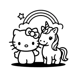 Desenho Fácil da Hello Kitty e do Unicórnio