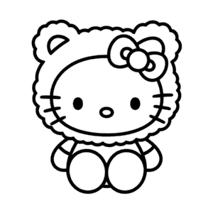 Desenho Fácil da Hello Kitty em Fantasia de Urso