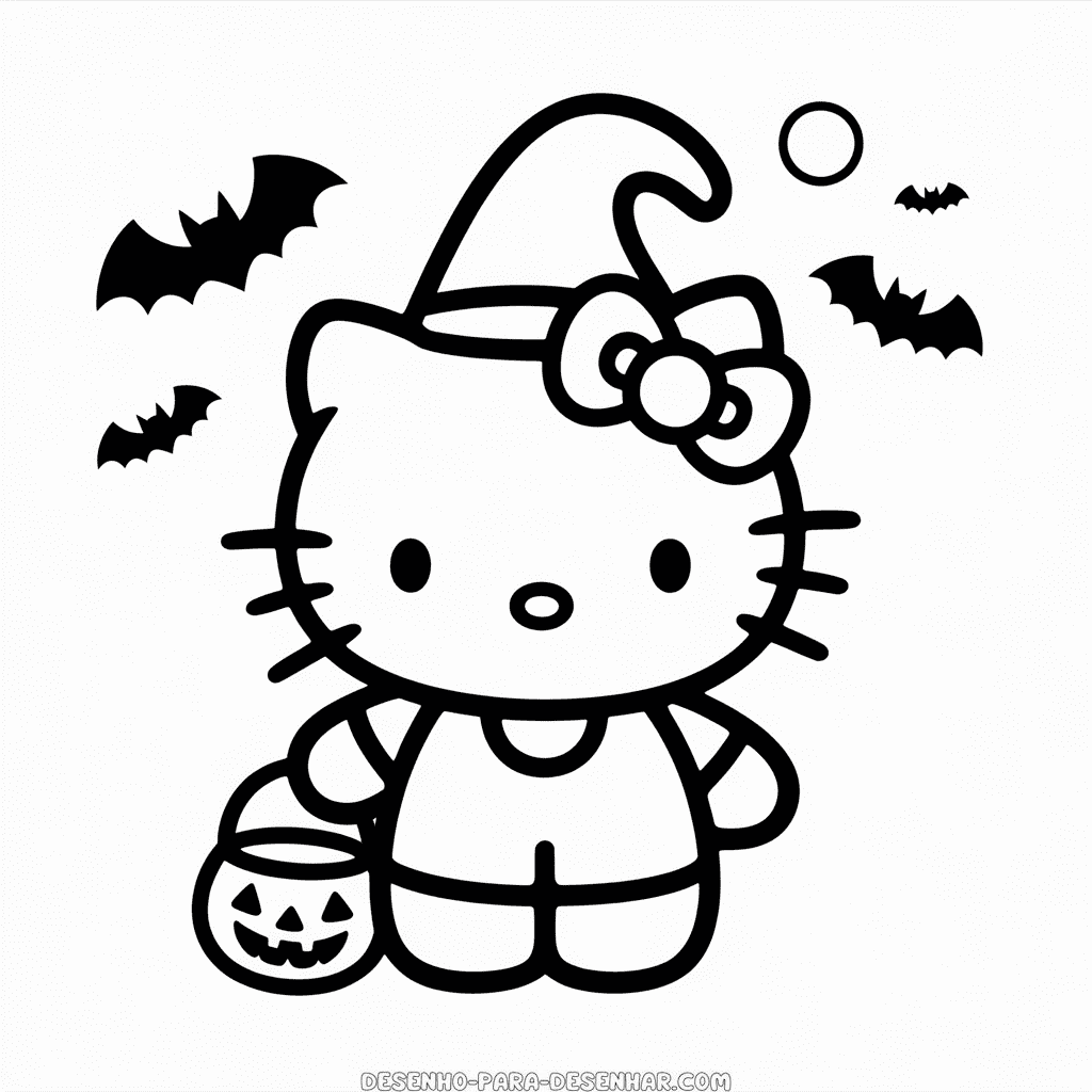 Desenho Fácil da Hello Kitty Halloween