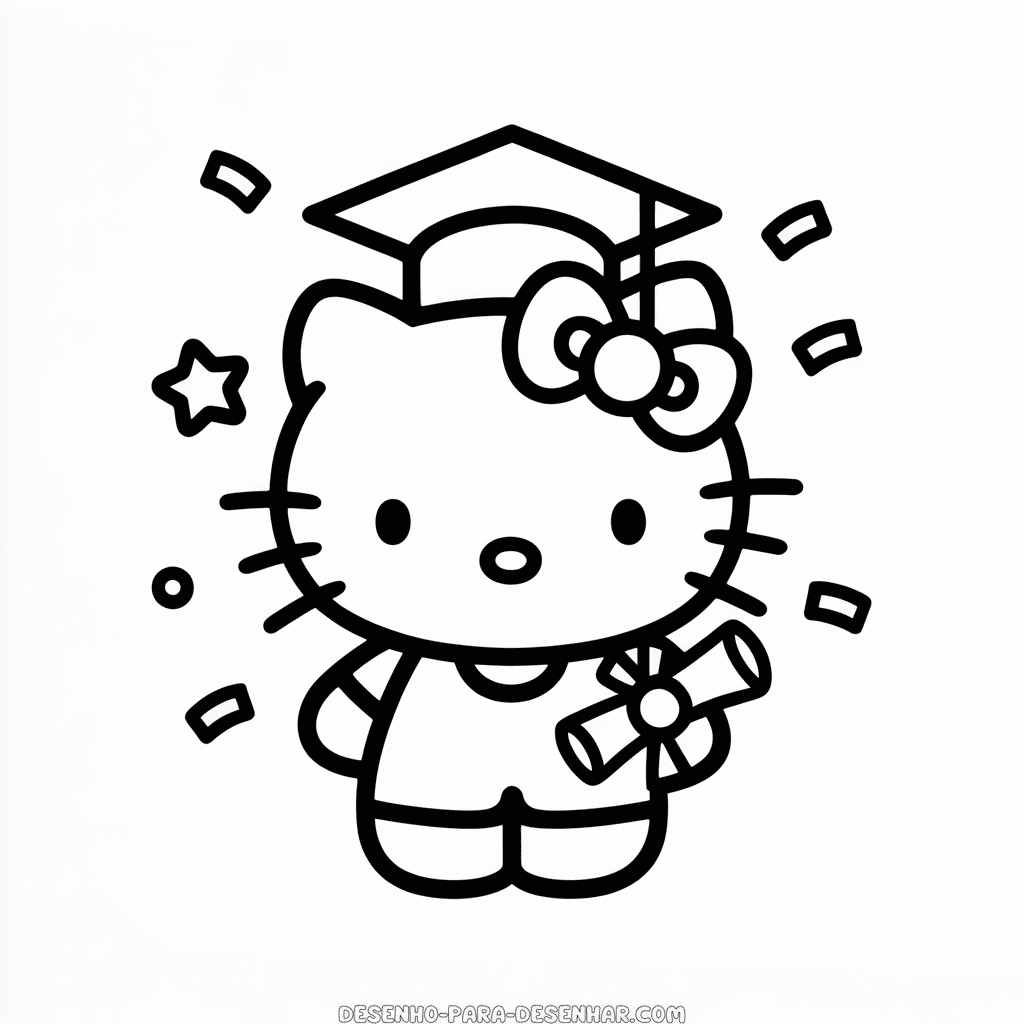 Desenho Fácil da Hello Kitty na Formatura