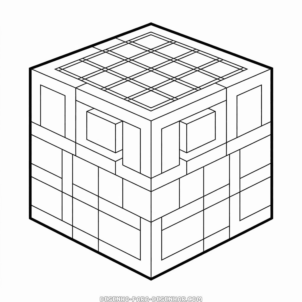 Desenho Fácil da Mesa de Trabalho do Minecraft