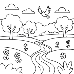 Desenho Fácil da Natureza no Outono