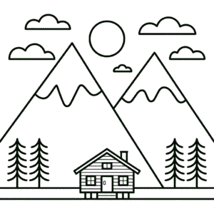 Desenho Fácil das Montanhas no Outono