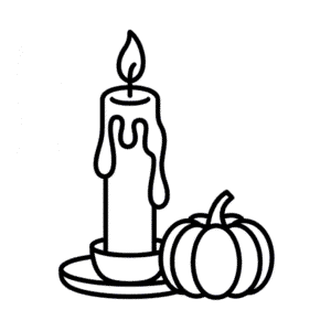 Desenho Fácil de Vela e Abóbora de Halloween
