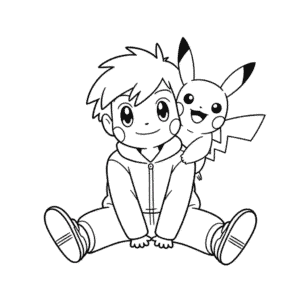 Desenho Fácil do Ash Ketchum com o Pikachu Pokémon