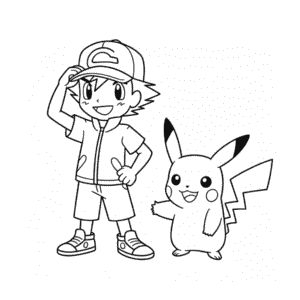 Desenho Fácil do Ash Ketchum e Pikachu