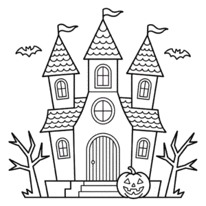 Desenho Fácil do Castelo de Halloween