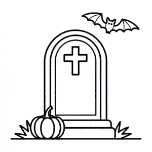 Desenho Fácil do Cemitério do Halloween