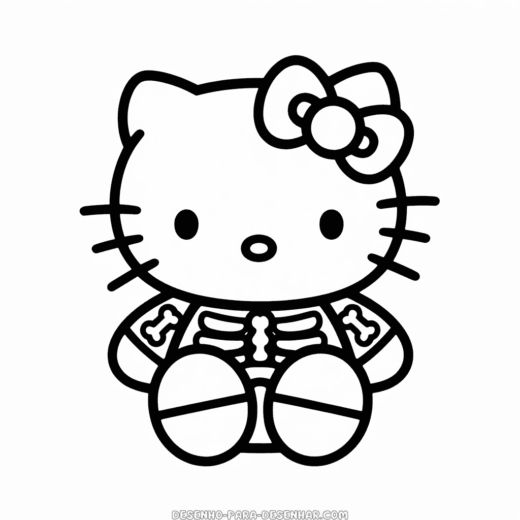 Desenho Fácil do Esqueleto da Hello Kitty