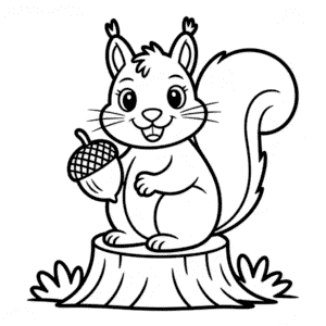 Desenho Fácil do Esquilo no Outono