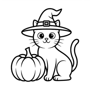 Desenho Fácil do Gatinho Preto Fofo de Halloween