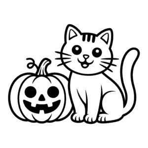 Desenho Fácil do Gato Preto de Halloween
