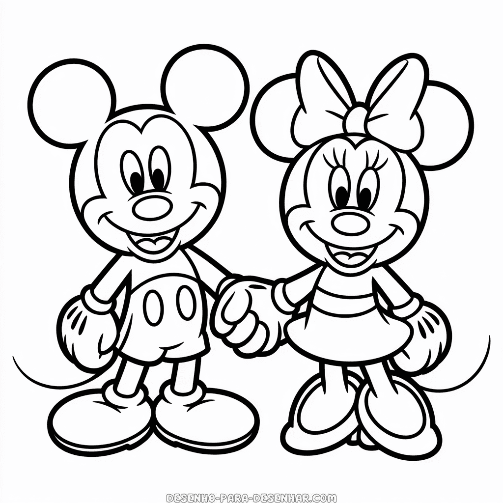 Desenho Fácil do Mickey e Minnie