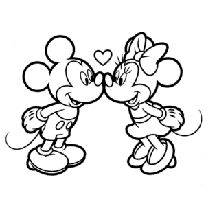 Desenho Fácil do Mickey e Minnie se Beijando