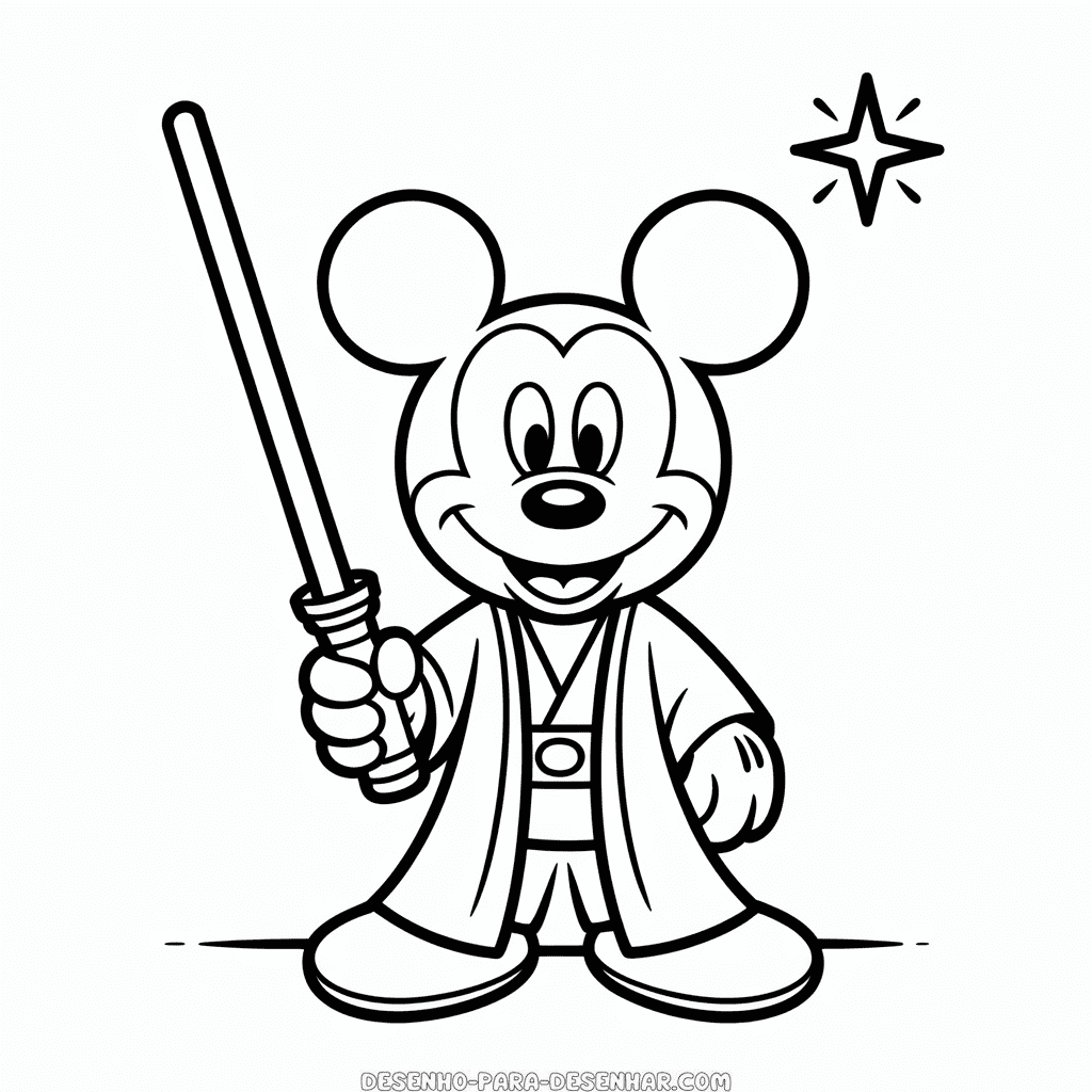 Desenho Fácil do Mickey Jedi