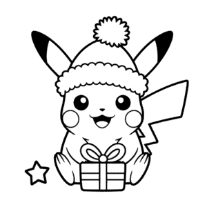 Desenho Fácil do Pikachu com Chapéu de Natal