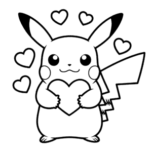 Desenho Fácil do Pikachu com Coração