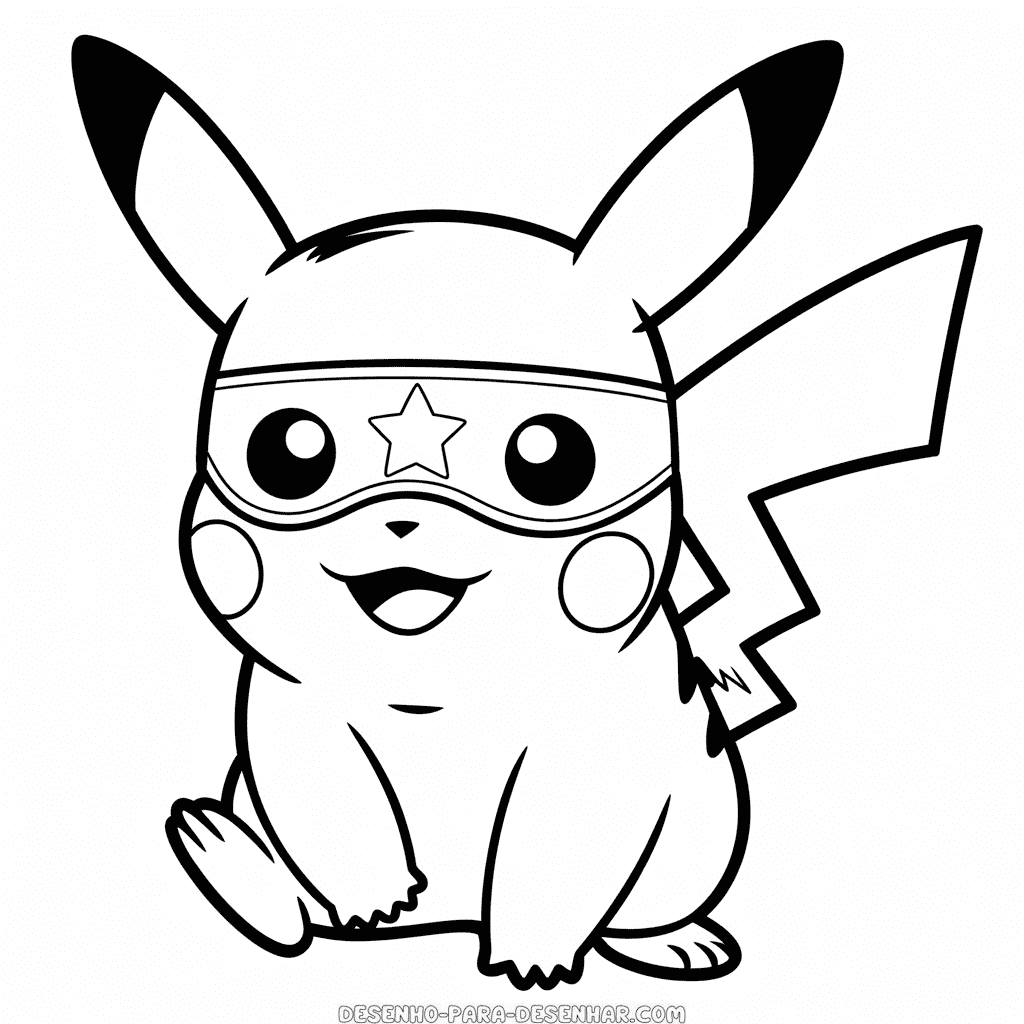 Desenho Fácil do Pikachu com Máscara