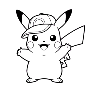Desenho Fácil do Pikachu com o Chapéu do Ash