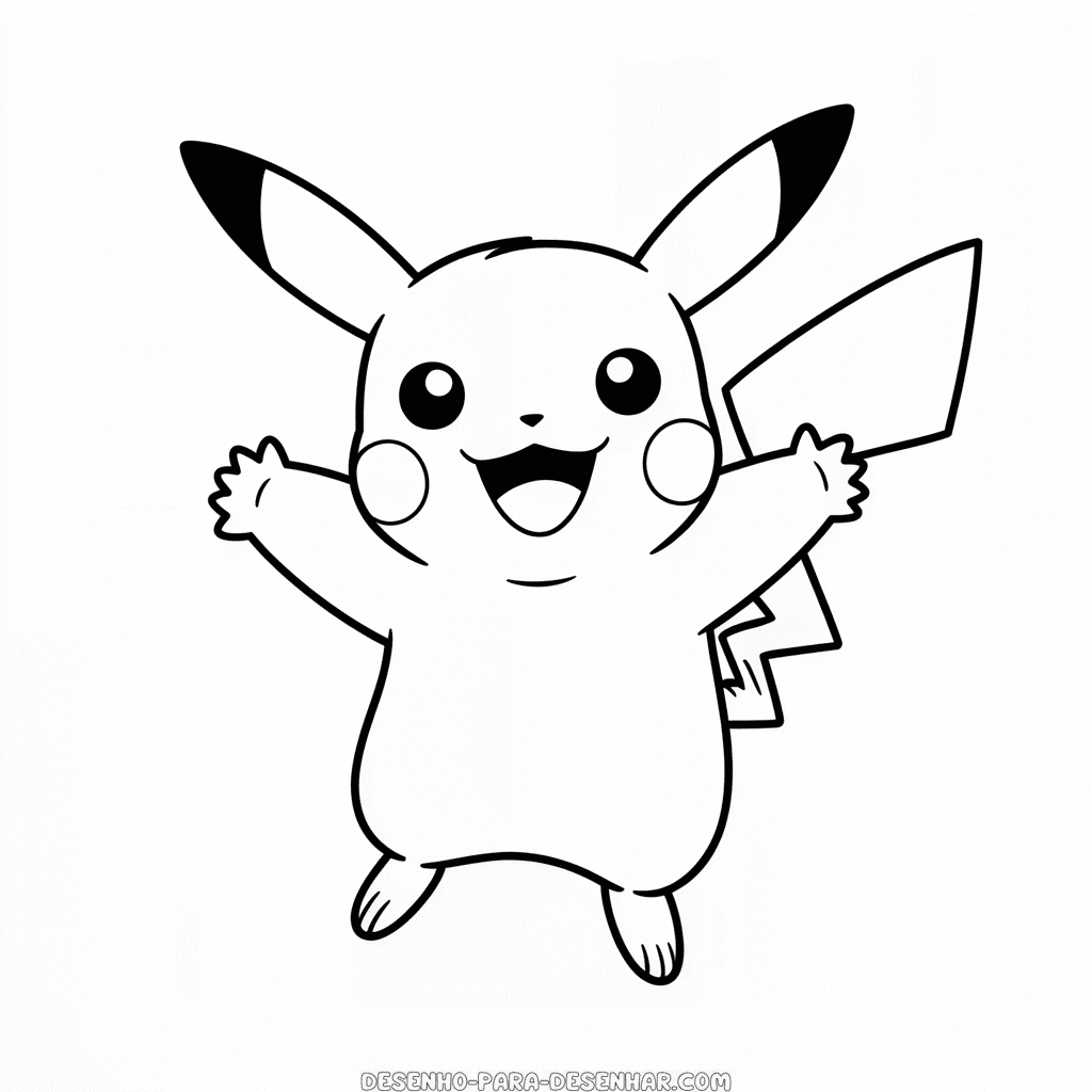 Desenho Fácil do Pikachu Feliz