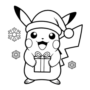 Desenho Fácil do Pikachu no Natal