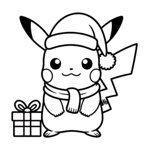 Desenho Fácil do Pikachu Papai Noel