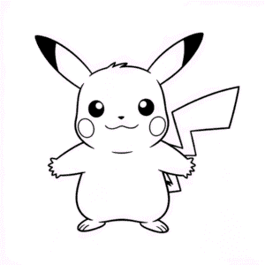 Desenho Fácil do Pikachu Preto e Branco