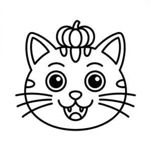 Desenho Fácil do Rosto de Gato do Halloween