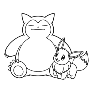 Desenho Fácil do Snorlax e Eevee