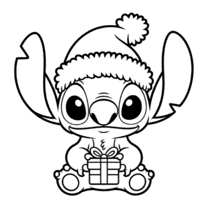 Desenho Fácil do Stitch com Chapéu de Natal