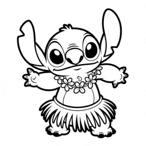 Desenho Fácil do Stitch Dançando Hula