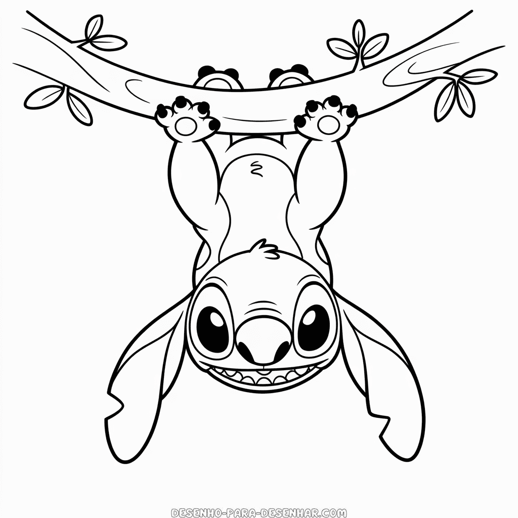 Desenho Fácil do Stitch de Cabeça para Baixo