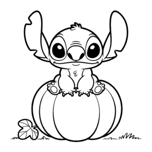 Desenho Fácil do Stitch em uma Abóbora