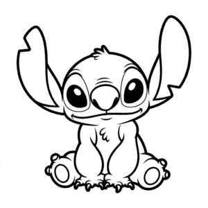 Desenho Fácil do Stitch Sentado
