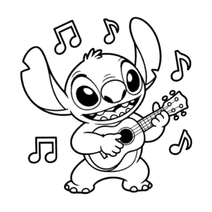Desenho Fácil do Stitch Tocando Violão