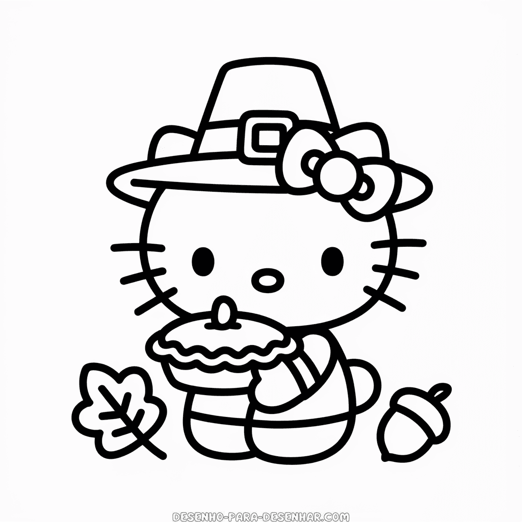 Desenho Fácil do Thanksgiving da Hello Kitty