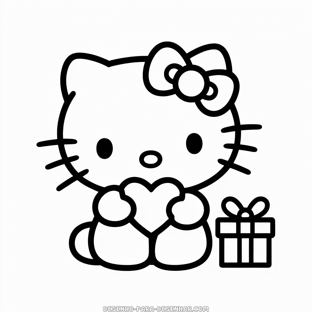 Desenho Fácil da Hello Kitty Valentine