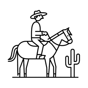 Desenho Fácil de Cowboy no Cavalo