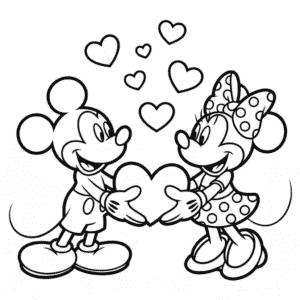 Desenho Fácil do Amor entre Mickey e Minnie