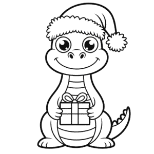 Desenho Fácil do Dinossauro de Natal
