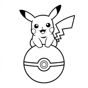 Desenho Fácil do Pikachu Sentado na Pokébola