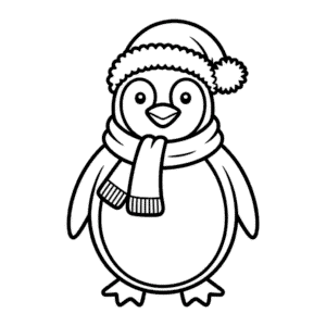 Desenho Fácil do Pinguim de Natal