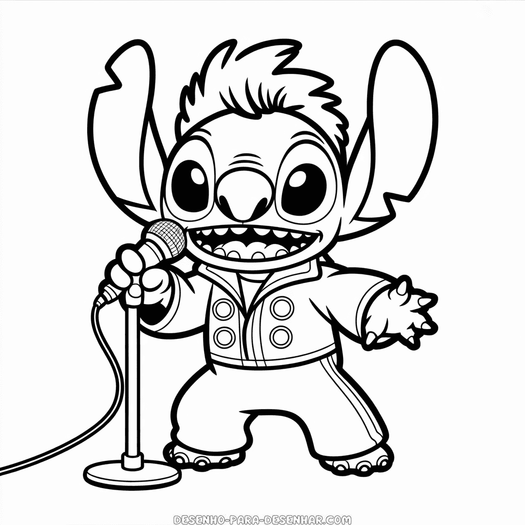 Desenho Fácil do Stitch como Elvis